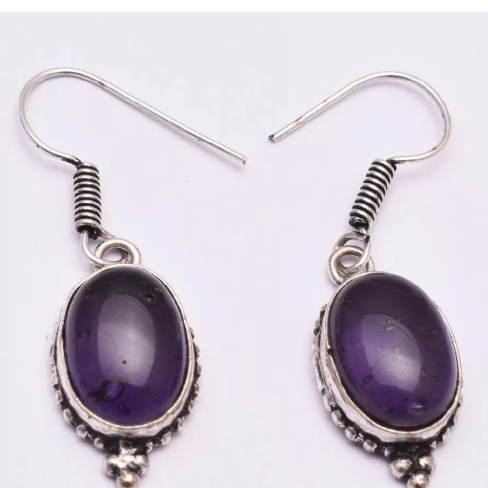 Amethyst Earring Ethnic Jewelry Handmade